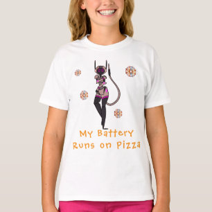 かわいいロボットピザの楽しいアートTシャツ Tシャツ