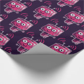 かわいいロボットピンク紫のギークの子供 ラッピングペーパー (角)
