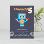 かわいいロボットボーイズ誕生会の招待 招待状 (スタンド正面)