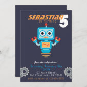 かわいいロボットボーイズ誕生会の招待 招待状 (正面/裏面)