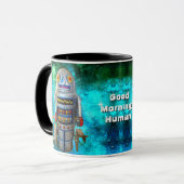 かわいいロボットレトロヴィンテージクールグッドモーニングヒト マグカップ (正面左)