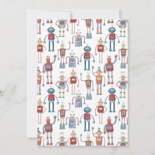 かわいいロボット子供の誕生日パーティの招待状 招待状 (裏面)