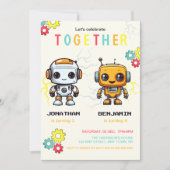 かわいいロボット少年たち共同誕生日 招待状 (正面)