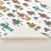 かわいいロボット柄キッズシャーぺイ毛布 シェルパブランケット (3/4)