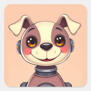 かわいいロボット犬シール スクエアシール