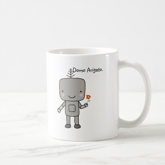 かわいいロボット花のスマイルはDomo Arigato感謝していしています コーヒーマグカップ (右)