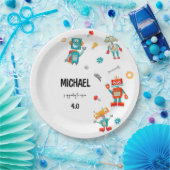 かわいいロボット誕生日紙プレート ペーパープレート (パーティー)