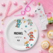 かわいいロボット誕生日紙プレート ペーパープレート (パーティー)