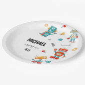 かわいいロボット誕生日紙プレート ペーパープレート (アングル)