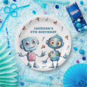 かわいいロボット青い白い子ども ペーパープレート (パーティー)