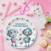 かわいいロボット青い白い子ども ペーパープレート (パーティー)