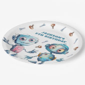 かわいいロボット青い白い子ども ペーパープレート (アングル)