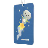 かわいいロボット飛んでいるの宇宙漫画イラストレーション カーエアーフレッシュナー (左)