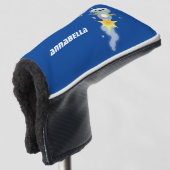 かわいいロボット飛んでいるの宇宙漫画イラストレーション ゴルフヘッドカバー (3/4 正面)