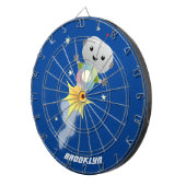 かわいいロボット飛んでいるの宇宙漫画イラストレーション ダーツボード (正面右)