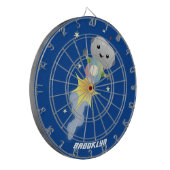 かわいいロボット飛んでいるの宇宙漫画イラストレーション ダーツボード (正面左)