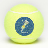 かわいいロボット飛んでいるの宇宙漫画イラストレーション テニスボール (裏面)