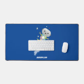 かわいいロボット飛んでいるの宇宙漫画イラストレーション デスクマット (キーボード&マウス)