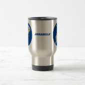 かわいいロボット飛んでいるの宇宙漫画イラストレーション トラベルマグ (中央)