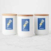 かわいいロボット飛んでいるの宇宙漫画イラストレーション フードラベル (ボトル)