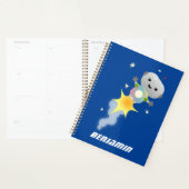 かわいいロボット飛んでいるの宇宙漫画イラストレーション プランナー手帳 (ディスプレー)