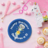 かわいいロボット飛んでいるの宇宙漫画イラストレーション ペーパープレート (パーティー)