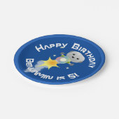 かわいいロボット飛んでいるの宇宙漫画イラストレーション ペーパープレート (アングル)