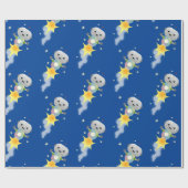 かわいいロボット飛んでいるの宇宙漫画イラストレーション ラッピングペーパー (フラット)