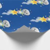 かわいいロボット飛んでいるの宇宙漫画イラストレーション ラッピングペーパー (角)