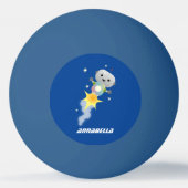 かわいいロボット飛んでいるの宇宙漫画イラストレーション 卓球ボール (裏面)