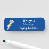 かわいいロボット飛んでいるの宇宙漫画イラストレーション 名札 (インサイチュ)