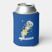 かわいいロボット飛んでいるの宇宙漫画イラストレーション 缶クーラー (缶裏面)