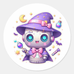 かわいいロボット魔女Wandと可愛い魔法のボット ラウンドシール
