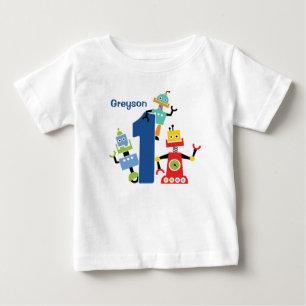かわいいロボット1歳の誕生日Tシャツ ロボット ベビーTシャツ