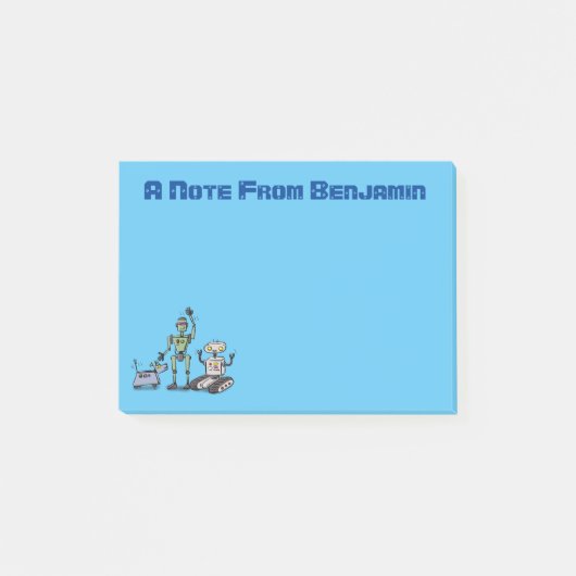 かわいいロボット3体が一緒にいる漫画 ポストイット (正面)