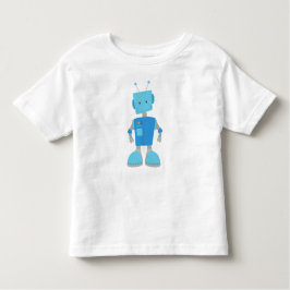 かわいいロボット、おもしろいロボット、ロ間抜けボット、青ロボット トドラーTシャツ