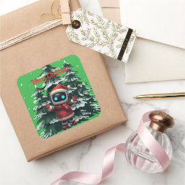 かわいいロボット クリスマス ホリデー ステッカー