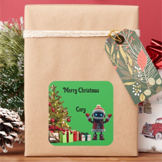 かわいいロボット クリスマス ホリデー ステッカー (クリスマス)