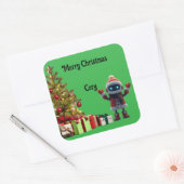 かわいいロボット クリスマス ホリデー ステッカー (封筒)