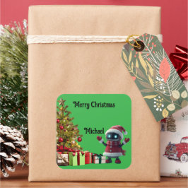 かわいいロボット クリスマス ホリデー ステッカー