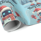 かわいいロボット クリスマス ホリデー テック ギフト包装紙 ラッピングペーパー (ロールコーナー)