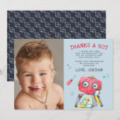 かわいいロボット | フラットありがとうフォトカード サンキューカード (正面/裏面)