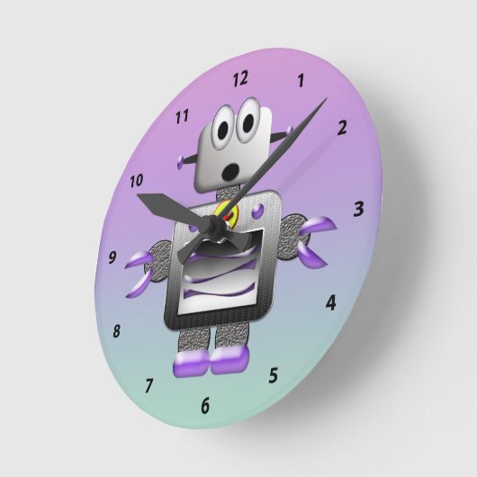 かわいいロボット ブルー & パープル 時計 (傾斜)