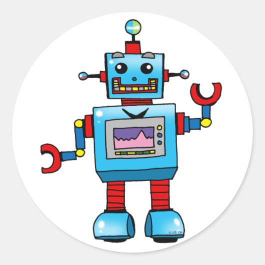 かわいいロボット ラウンドシール (正面)