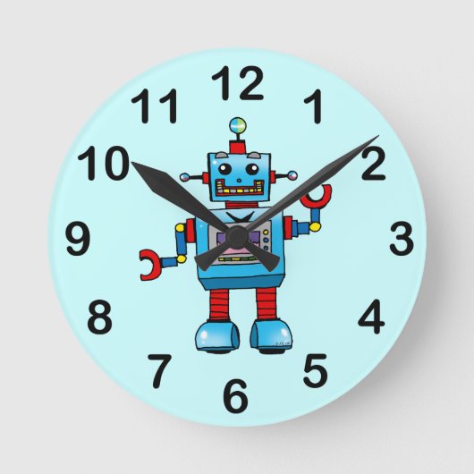 かわいいロボット ラウンド壁時計 (正面)
