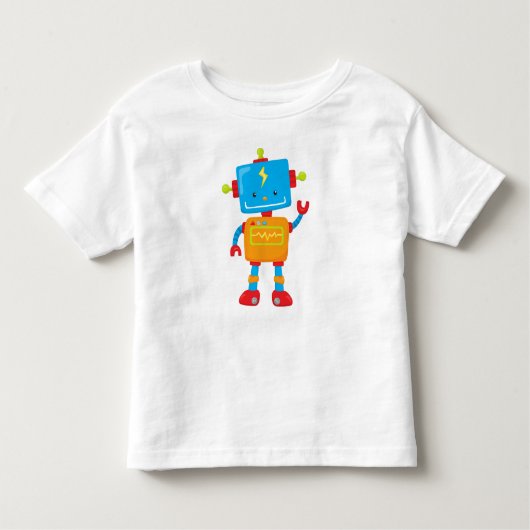かわいいロボット、ロボカラフルット、ロボおもしろいット、ロボット トドラーTシャツ (正面)