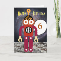 かわいいロボット 編集可能な子供の誕生日カード  