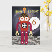 かわいいロボット 編集可能な子供の誕生日カード カード (黄色い花)