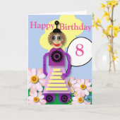 かわいいロボット 編集可能な子供の誕生日カード   カード (黄色い花)