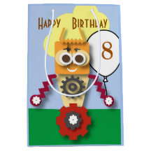 かわいいロボット 編集可能な子供の誕生日  